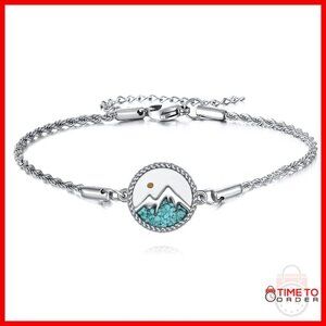 Sterling Silver Faith Bracelet Mountain Cross Mustard Seed Compass Charm